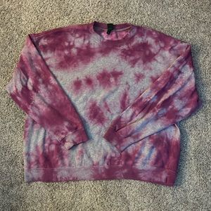 super comfy, pink and white tie-dyed crewneck, wild fable